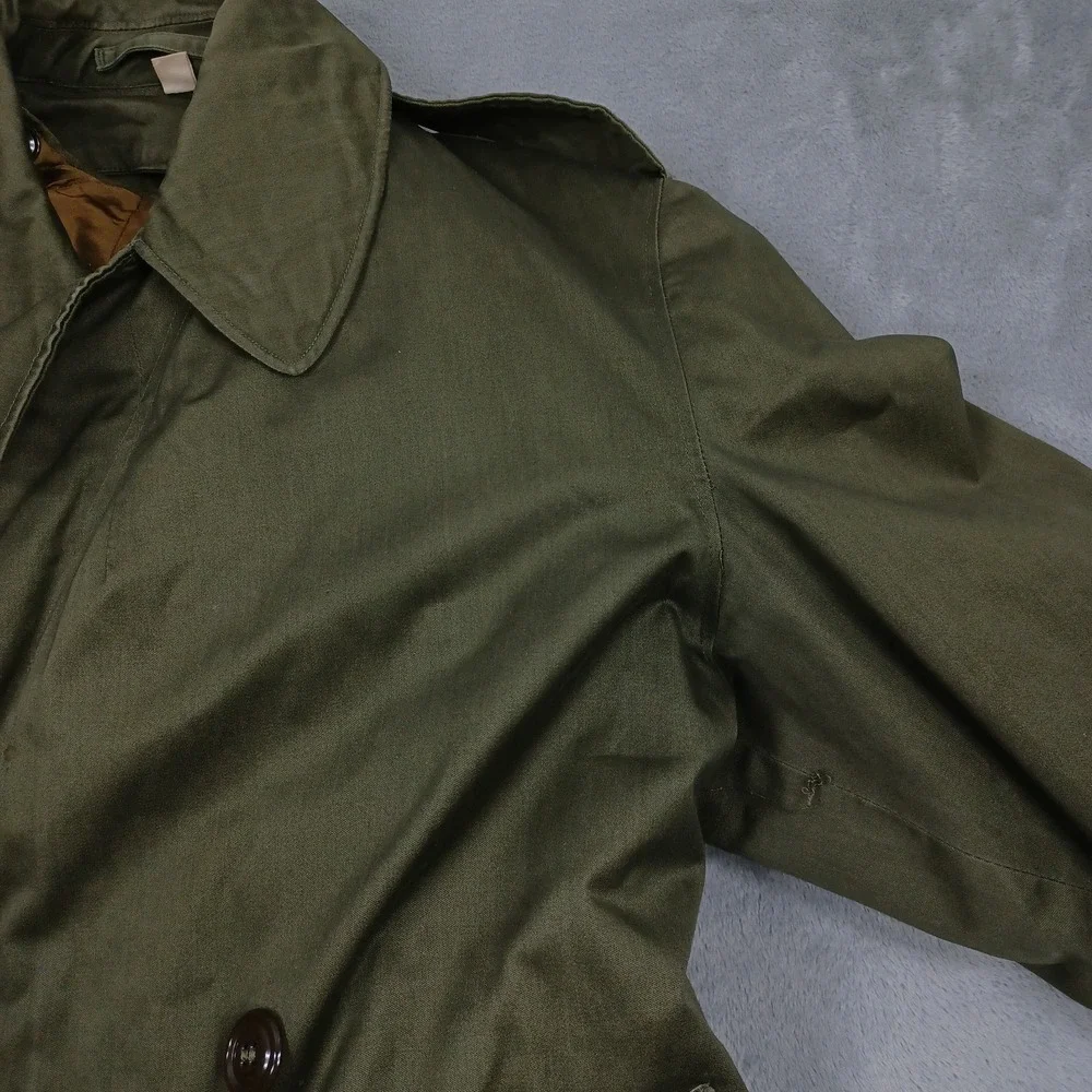 Vintage US Military Overcoat Mens Medium Green Wool Liner 1950s Belted OG 107